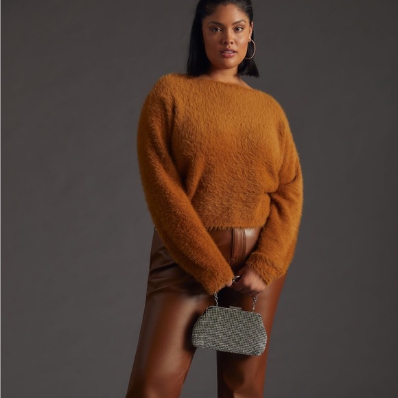 ✨ Anthropologie Cropped Eyelash Sweater Sz S - Picture 5 of 9